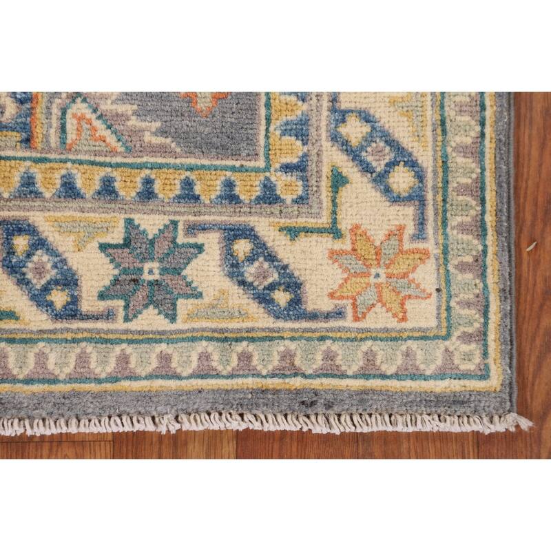 Grey Traditional Kazak Foyer Rug Hand-Knotted Wool Carpet - 2'8" x 4'1"