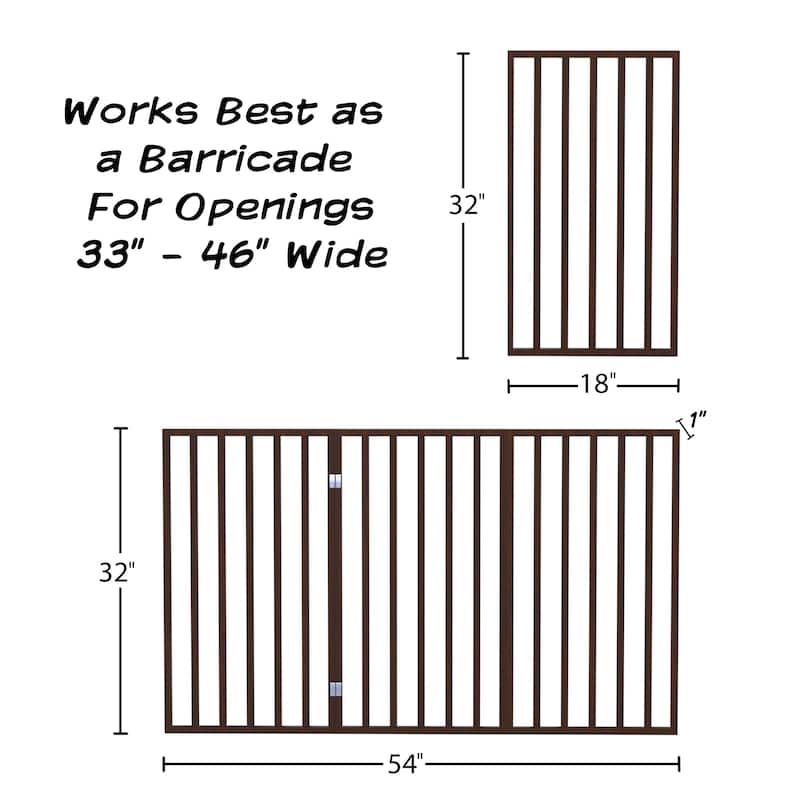 3-Panel Tall Modern Indoor Foldable Dog Gate - 54x32-Inch Wood Freestanding Pet Fence