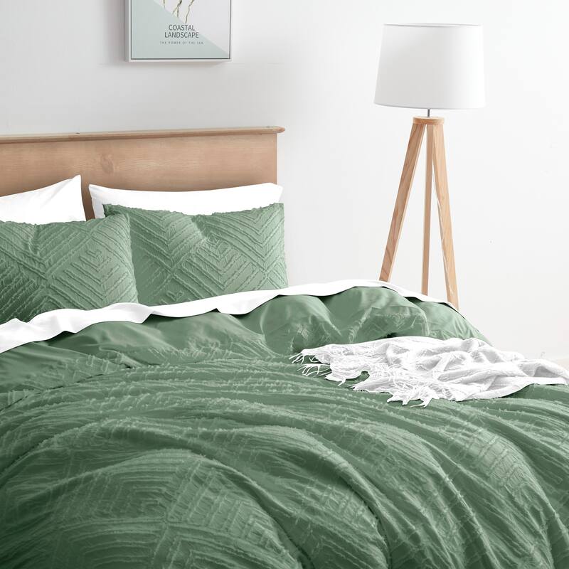 Nestl Boho Tufted Embroidery Double Brushed Duvet Cover with Button Closure