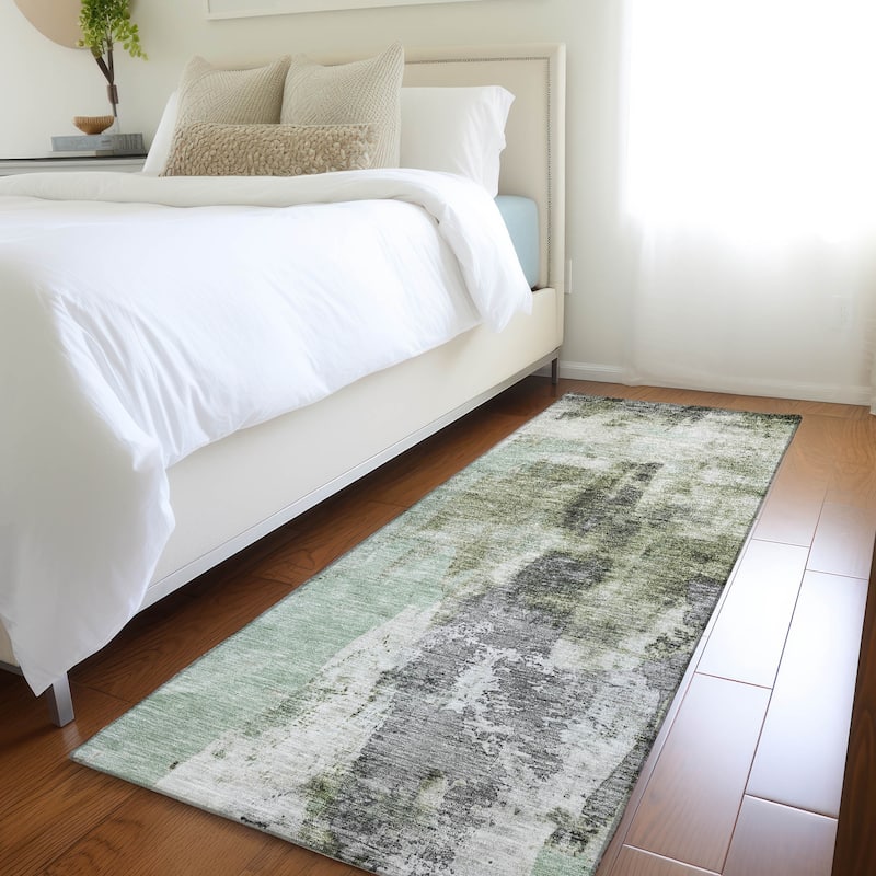 Machine Washable Indoor/ Outdoor Contemporary Chantille Rug - Mint - 2'3" x 7'6"
