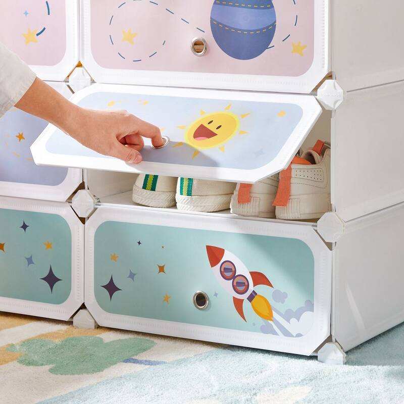 Kids Shoe Storage Solutions with Convenient Doors and Metal Wire Frame Perfect for Playrooms or Entryways