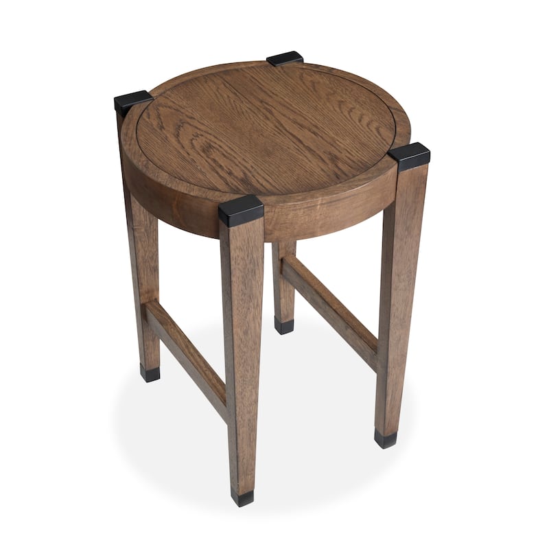 Magnussen Home Kaysen Wallaby and Matte Black Round End Table - 18''W x 18''D x 24''H