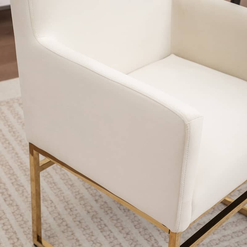 SEYNAR Modern Velvet Accent Arm Dining Chair Set of 2 with Metal Legs