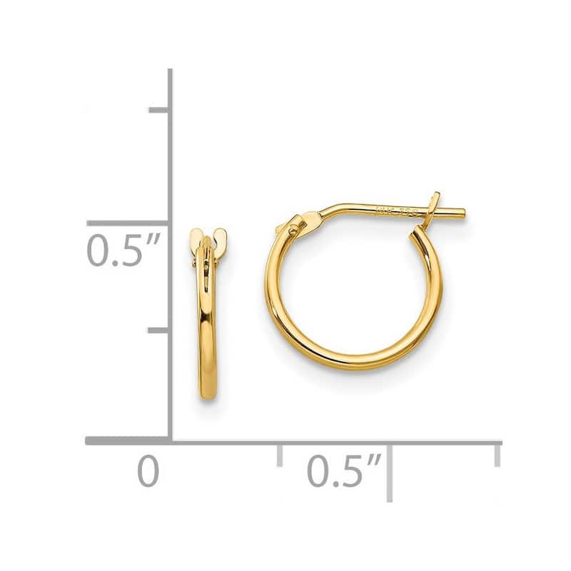 Curata 14k Yellow Gold Polished 11x1mm Thin Classic Hoop Earrings