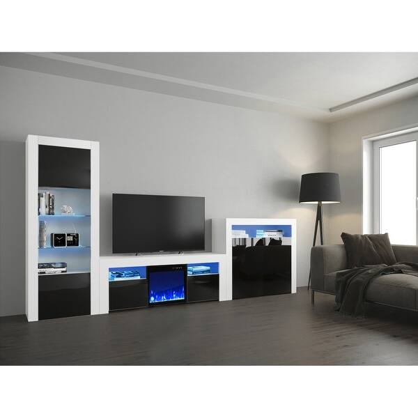 Shop Milano Set 145ef Bk 2d Electric Fireplace Modern Wall Unit