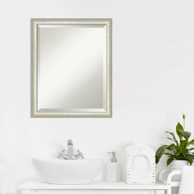 Two Tone Beveled Wood Framed Bathroom Vanity Wall Mirror