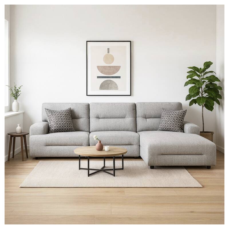 Signature Design by Ashley Acklen Place Light Gray 3-Piece Power Reclining Sectional - 115" W x 71" D x 42" H - Right Facing