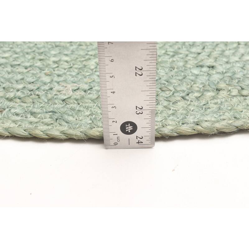 ECARPETGALLERY Braided Weave Palas Denizli Light Green Jute Rug - 3'3 x 3'3