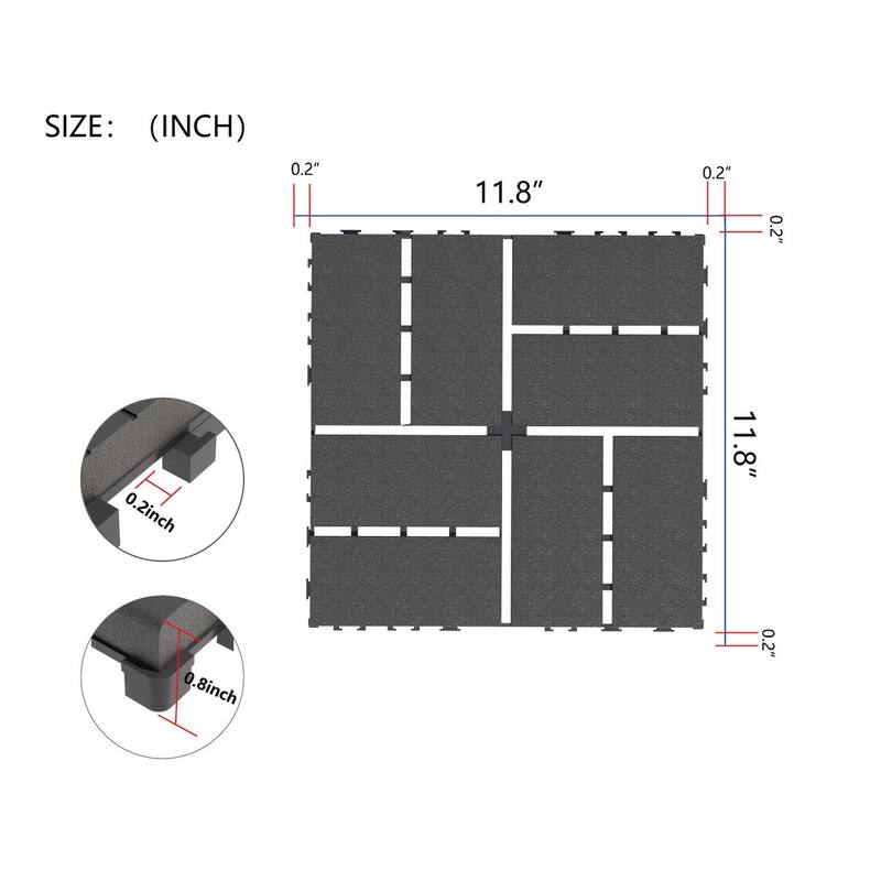44-Pack 12"x12" Interlocking Deck Tiles, Waterproof Outdoor Patio Tiles for Poolside & Balcony - 44PCS