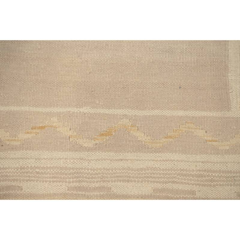 Hand Woven Oriental 100% Wool Carpet Southwestern Tribal Beige & Ivories Kilim Area Rug - 4' 2'' X 1' 10''
