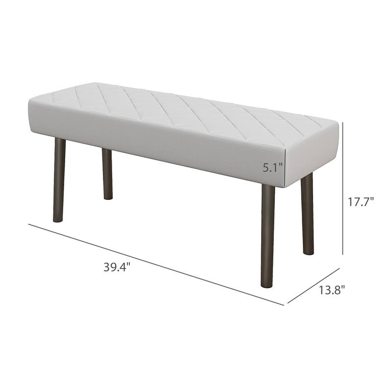 HOMCOM Modern Ottoman Bench, 39.4" Faux Leather Upholstered End of Bed Bench with Metal Legs and Padded Seat