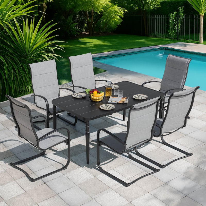 C-spring Textilene Patio Dining Chair Set of 2, All-weather Textilene Fabric, Powder-coated Iron Frame