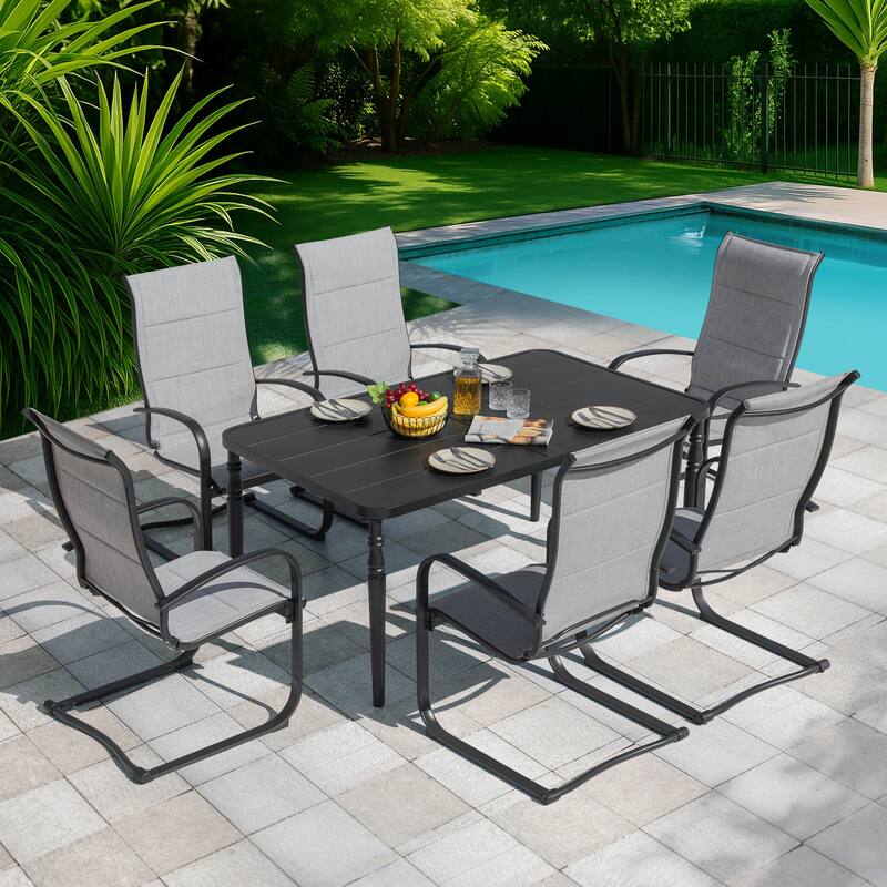 Textilene Patio Dining Chair Set of 2, Powder-coated Iron Frame, Gray