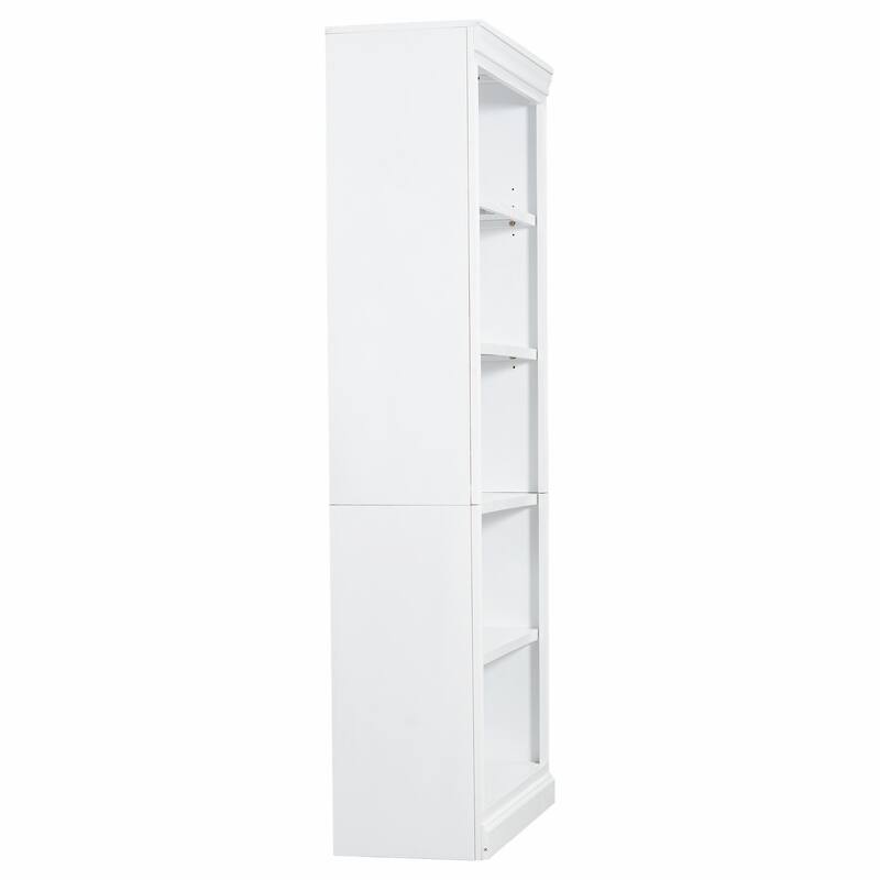 83" Tall Wood Bookcase Suite with Light Strip, 5-Tier Bookcase Suite with Adjustable Shelves