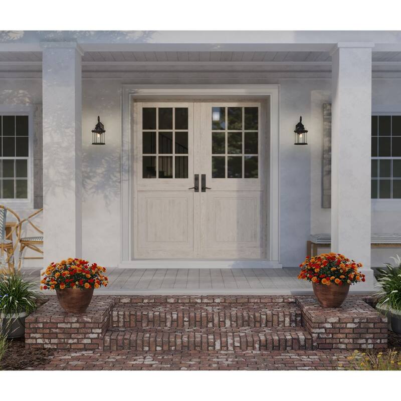 Dillard Collection One-Light Textured Black Outdoor Wall Lantern - 8.12 in x 7.87 in x 15.5 in