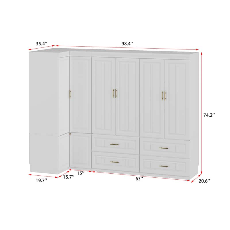 93.9"H/74.2"H Armoires Wardrobe Closet Cabinet Hanging Drawers Storage