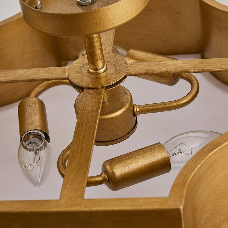 3-Light Modern Gold Semi-Flush Mount Ceiling Light