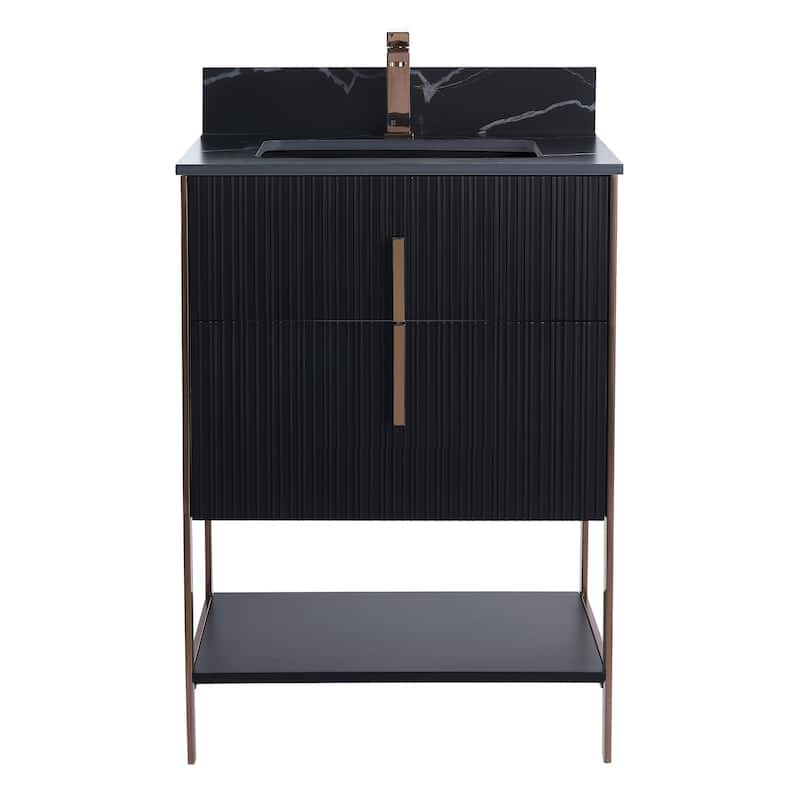 Fine Fixtures Serenity Modern Bathroom Vanity with Black Sintered Stone Top