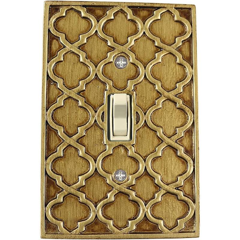 Meriville Moroccan 1 Toggle Wallplate, Single Switch Electrical Cover Plate - Antique Gold