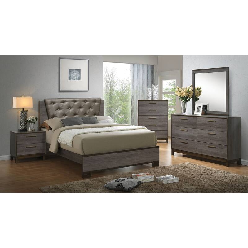 Two-Tone Antique Gray Nightstand with Metal Glides & English Dovetail Drawers