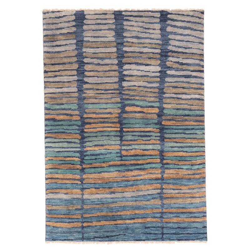 ECARPETGALLERY Hand-knotted Peshawar Ziegler Blue Wool Rug - 4'5 x 6'5