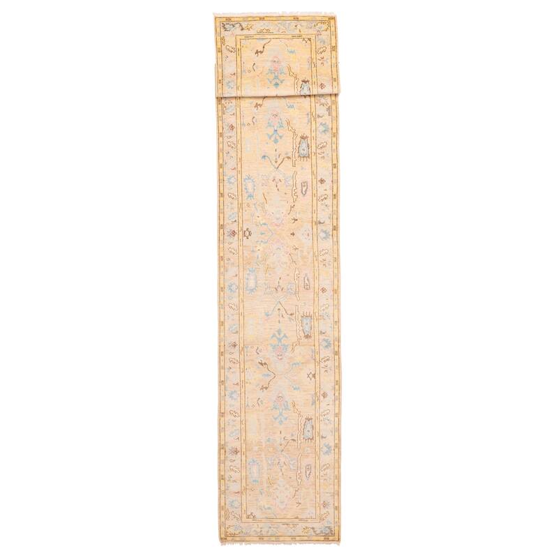 ECARPETGALLERY Hand-knotted Modern Oushak Tan Wool Rug - 3'2 x 20'0