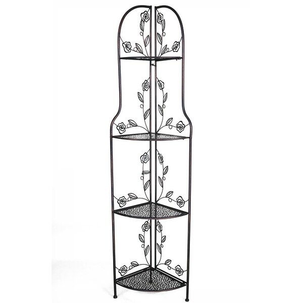 67.5" Blackened Copper Corner Bakers Rack with 4 shelves