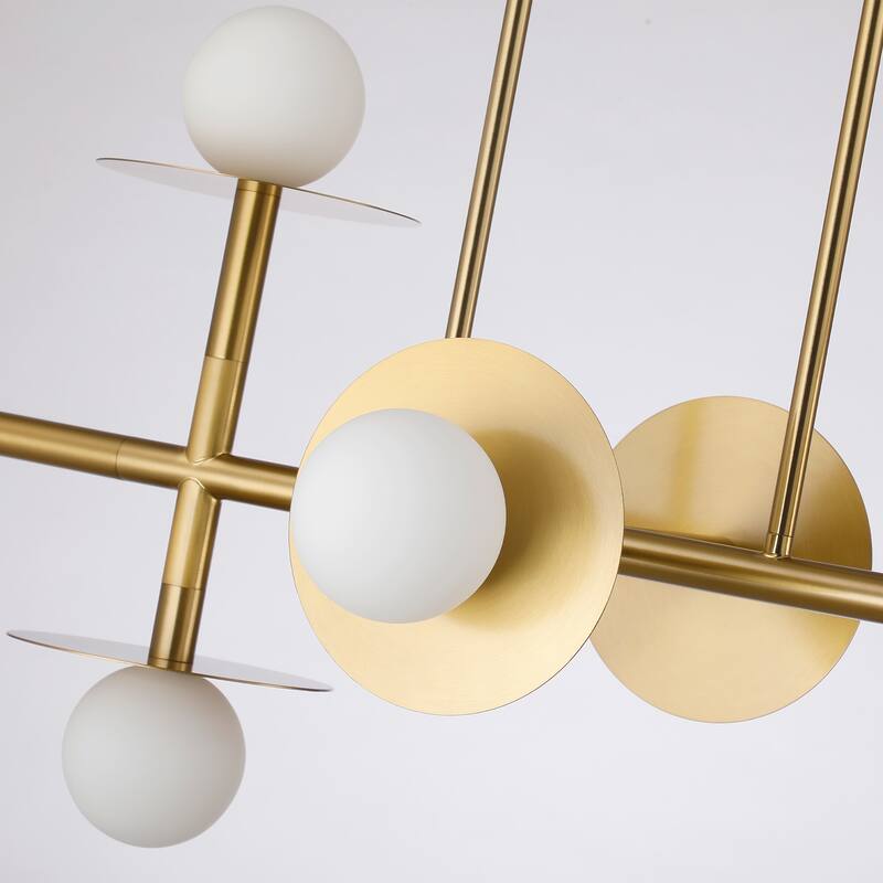 Modern 8-Light Sputnik Linear Island Chandelier
