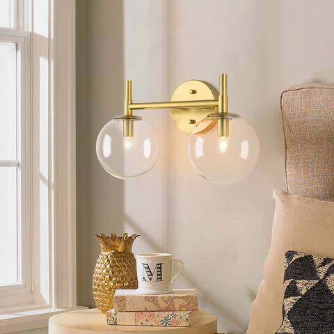 Dimmable Globe Glass Gold Bathroom Vanity Light Armed Sconces Wall Lighting