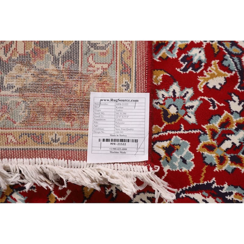 Traditional Kashan Turkish Area Rug Machine Made Living Room Carpet - 9'6" x 12'6"