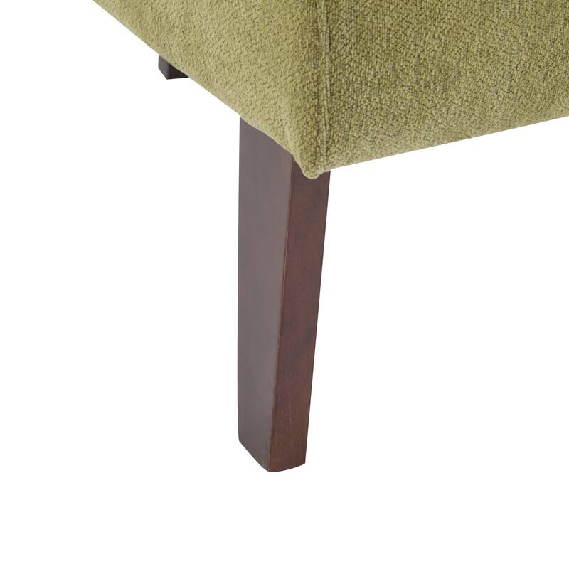 Modern Accent Chair with Round Back & Wooden Legs - Mid-Century Inspired Lounge Chair - Soft Fabric Upholstery