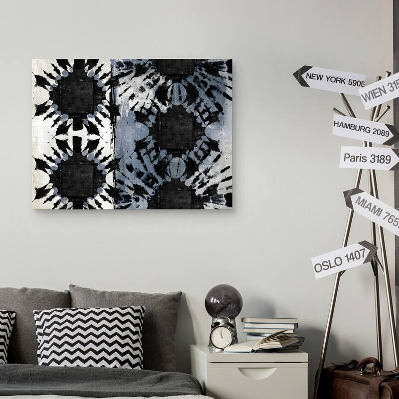 Tribal Flower Blue Horizontal by Nikki Chu Canvas Art Print