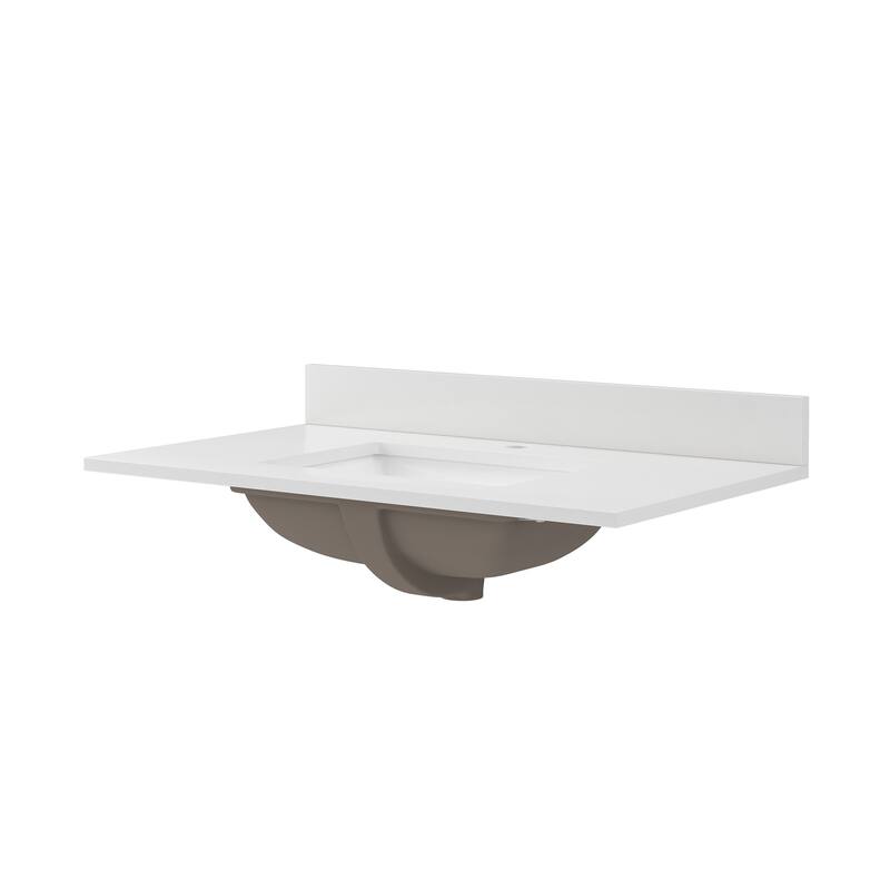 CRAFT + MAIN QZ37221R 37" Quartz Vanity Top with Backsplash and
