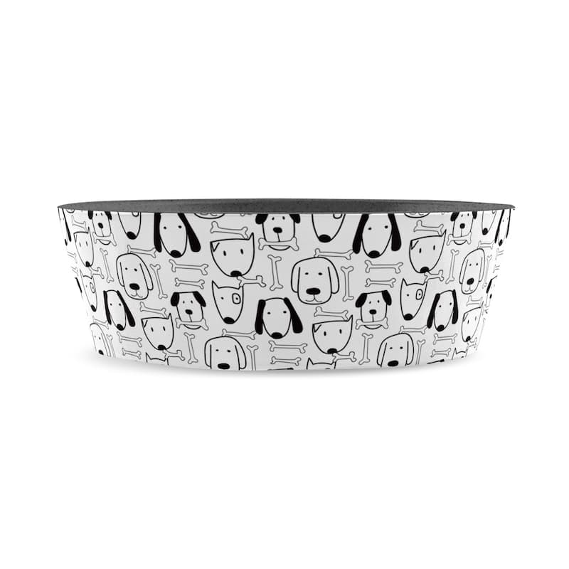 Abode Homewares Friendly Faces Planta Pet Bowl - White - Set of 2 - Medium