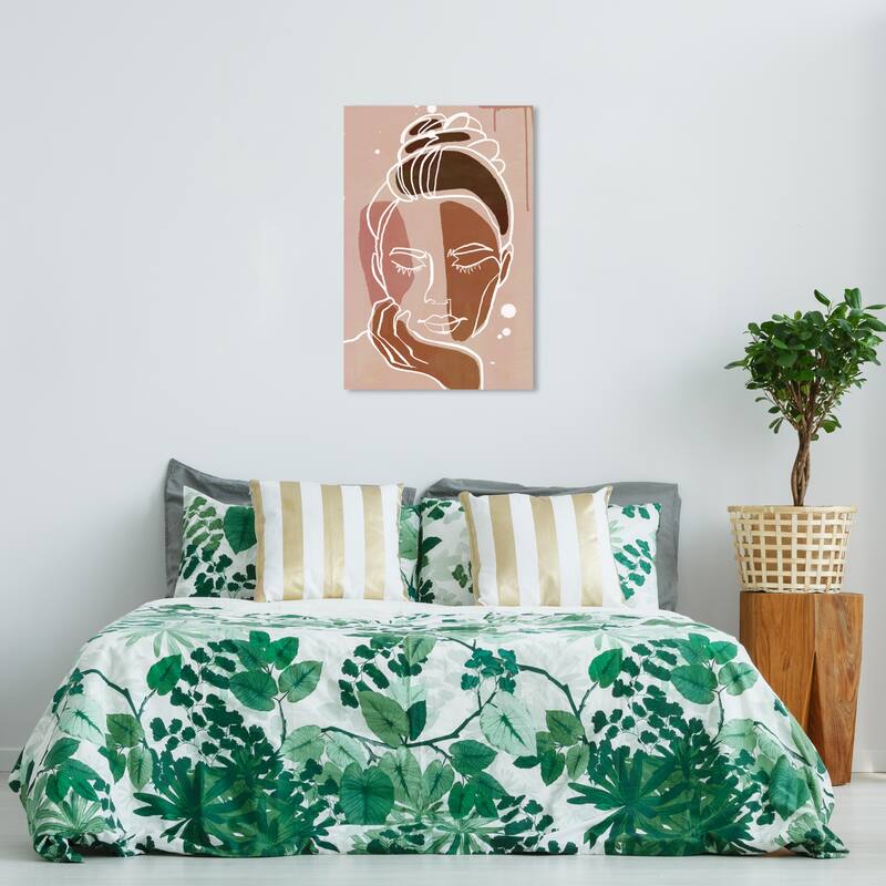 Wynwood Studio Canvas Abstract Lost in Her Thought Pink and Light Pink Modern & Contemporary Wall Art Canvas Print - 36 x 24