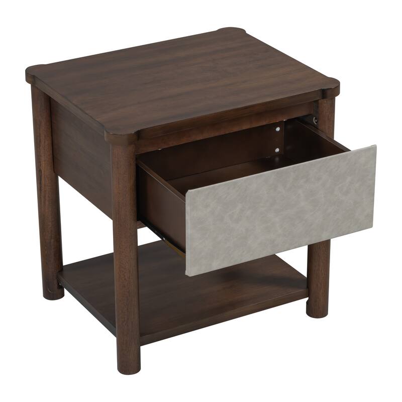 Wood Nightstand,Modern Nightstands with Drawer, Farmhouse Bedside Table for Bedroom Living Room(set of 2)