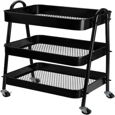 3-Tier Metal Rolling Utility Cart - 11.7"D x 16.5"W x 28.5"H