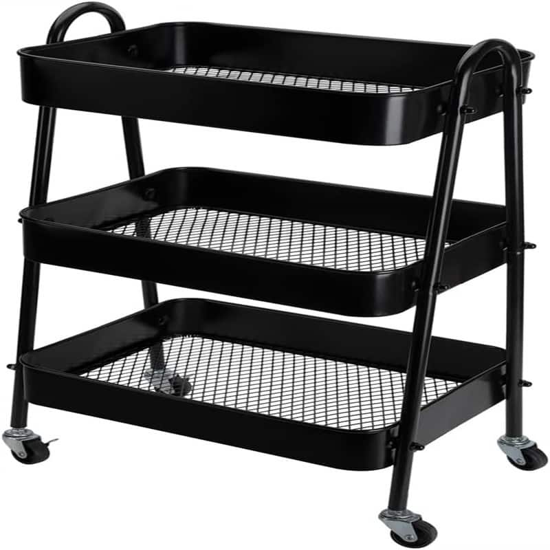 3-Tier Metal Rolling Utility Cart - 11.7"D x 16.5"W x 28.5"H