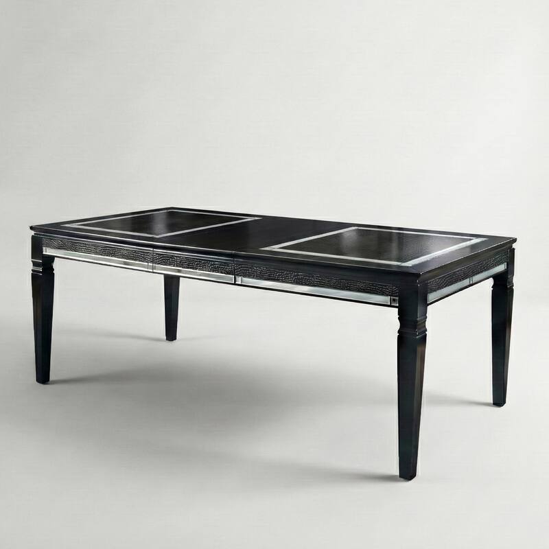 Silver Orchid Amann Contemporary Black 84-inch Glass Top Dining Table