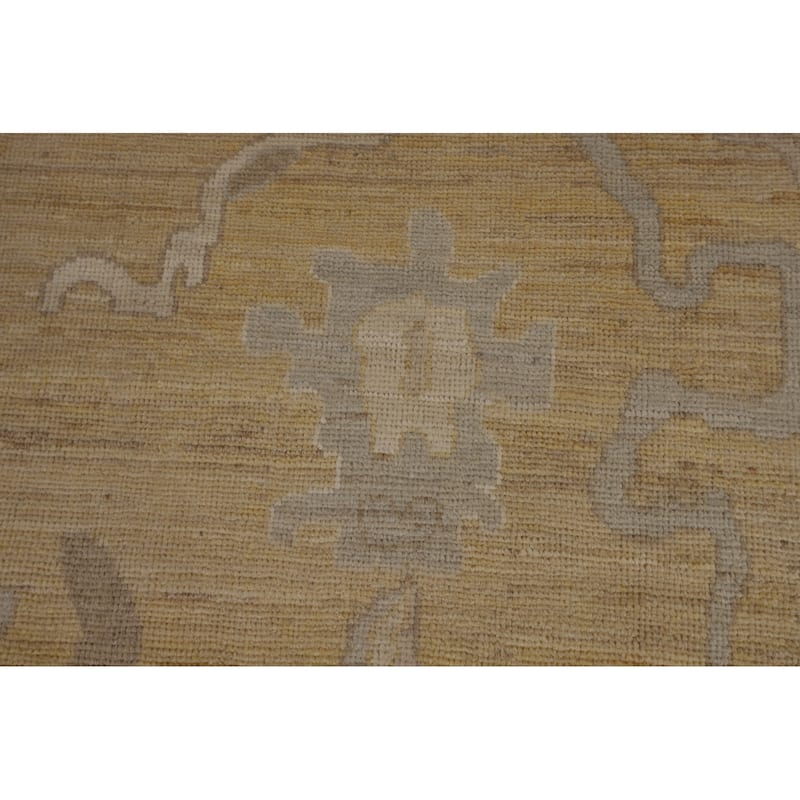 Hand Knotted Oriental 100% Wool Carpet Transitional All-Over Yellow & Gold Oushak Area Rug - 13' 6'' X 9' 10''