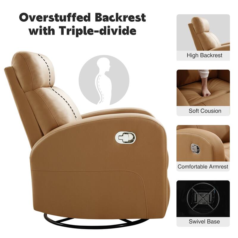 HOMYKA Modern Faux Leather Rocking Recliner with Swivel