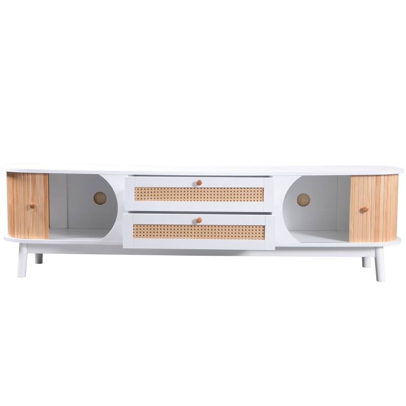 Rustic TV Cabinet for 75" TVs, Farmhouse Entertainment Center with Cable Management & Ample Storage