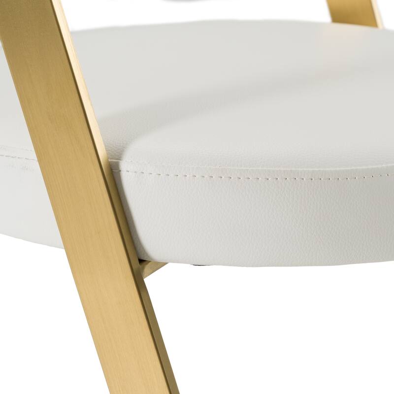 Modrest Shandra White Faux Leather & Gold Counter Stool