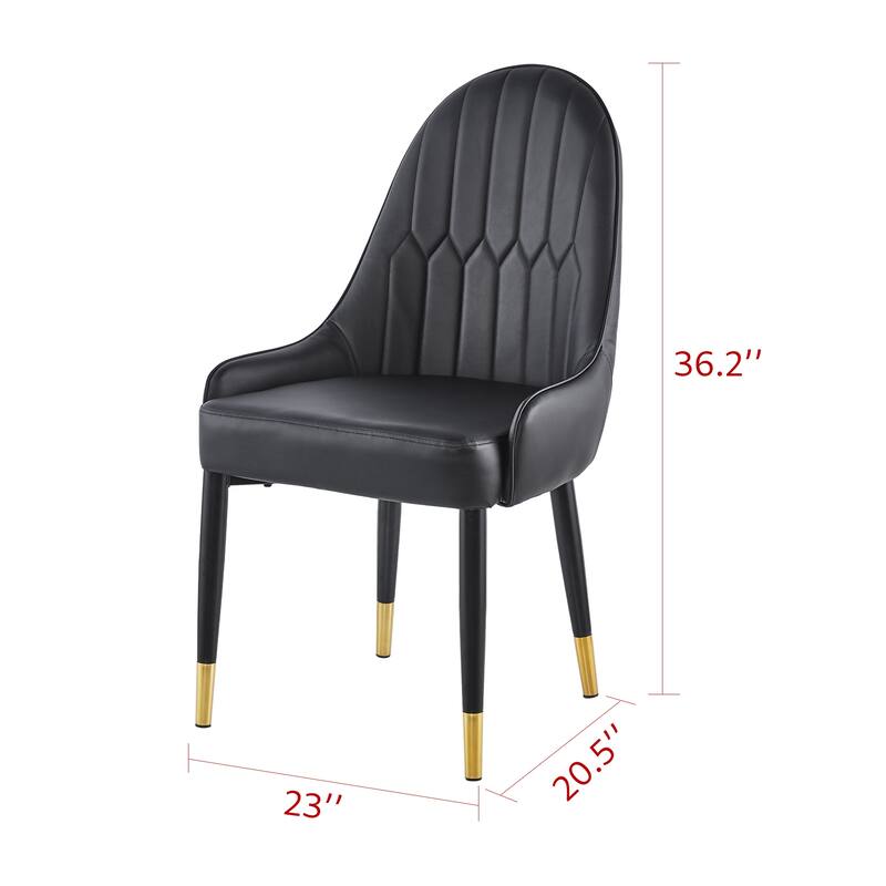 Modern Leather Dining Chair Set of 2, Upholstered Accent Dining Chair, Legs with Black Plastic Tube Plug