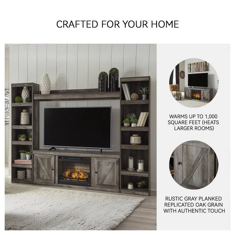 Signature Design by Ashley Wynnlow Gray 60" TV Stand for TVs up to 69" with Electric Fireplace - 60"W x 15.5"D x 24.5"H