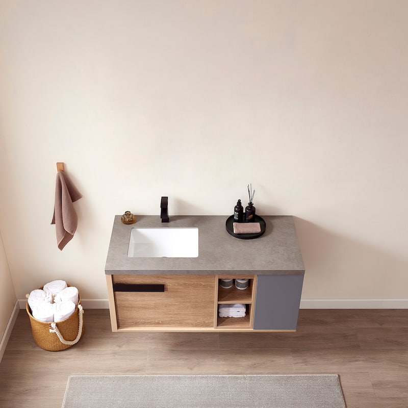 Carcastillo 47" Single Vanity in Oak with Sintered Stone Top