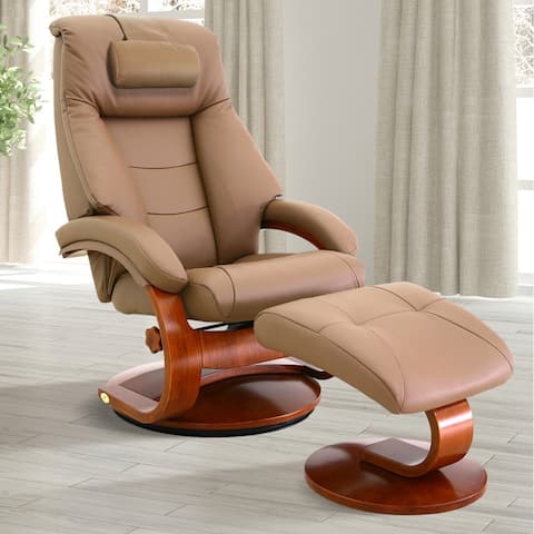 Relax-R Montreal Recliner and Ottoman with Pillow Top Grain Leather