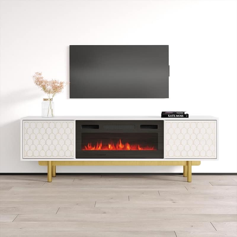 Karp BL-EF Fireplace TV Stand - White