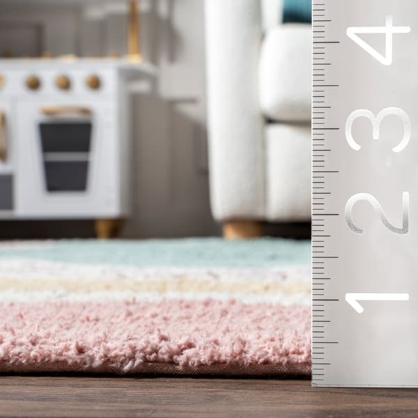 dimension image slide 0 of 4, Nuloom Nydia SpinClean Circular Kids Machine Washable Area Rug