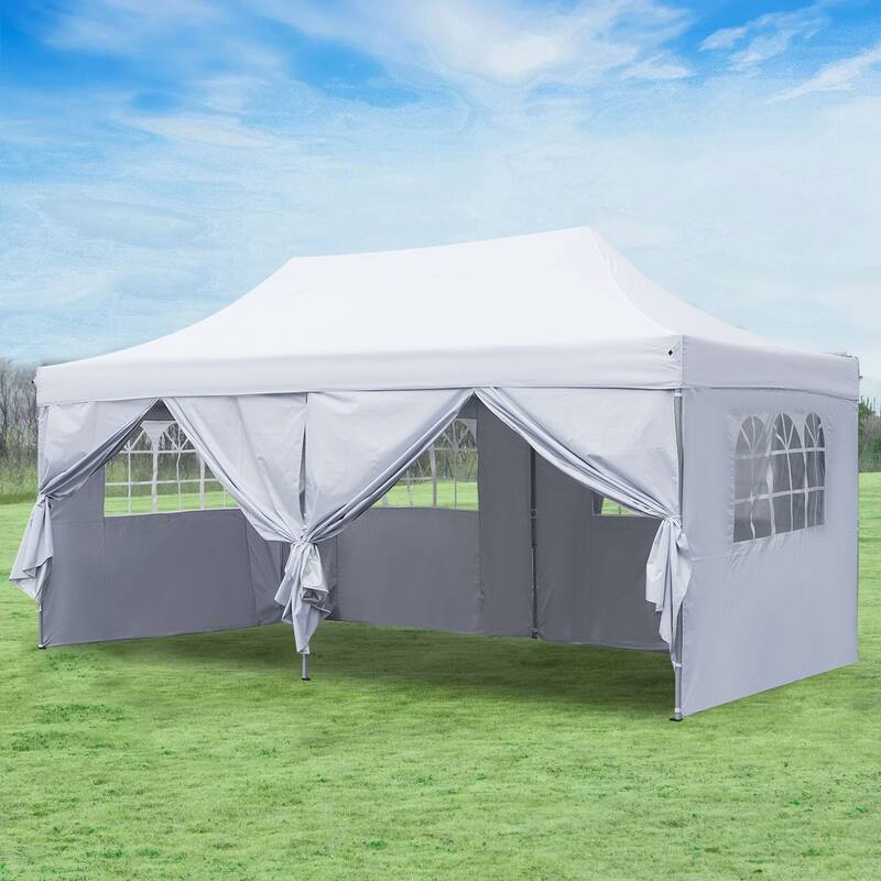 Ainfox 10x20ft Popup Canopy Tent Outdoor Folding Gazebos for Party with 6 Sidewalls